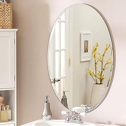 Occasion Oval Shape Mirror Sticker for Wall on Tiles Bathroom Bedroom Living Room Unbreakable Plastic Mirror (Ovel Shape) 30cm ×12cm-image-81