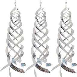 Hausse Bird Repellent Spiral Reflectors Silver Mylar Spinner, Hanging Reflective Bird Deterrent Device, Garden Decorative Scare Birds Away, Like Woodpeckers, Pigeons and Geese, 3 Pack-29