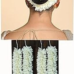 Elegant Hair Gajra - Traditional Indian Floral Hair Accessory for Women - Handcrafted Jasmine & Rose Design - Festive Wedding Hair Decoration Pack of 4 pcs-image-92