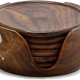 Posh Cart Wooden Beautiful Tea Coaster Set Plate with Stand – Handmade Dining Table & Office Accessory for Tea, Coffee (Brown)-image-54