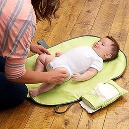 Babies Bloom Baby Diaper Changing Clutch Matt, Waterproof Portable Baby Diaper Changing Station (Mommy Clutch Bag) (Green/Yellow)-50
