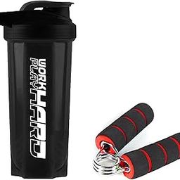 Cool Indian 700ml Gym Shaker Bottle and Gym Mini Gripper for Boys and Girls. / Stainless Steel Spring/Anti-Slip Foam Handles/Protein Shaker/Leakproof Shaker. (Pack of 2). (Black)-image-12