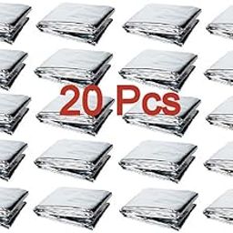 GALAXYLENSE 20 Packs Thermal Mylar Blanket Emergency for Survival First Aid Kits Army Outdoors Hiking Camping Bug Out Trauma Desert All Weather Condition Protection Silver Color-image-47