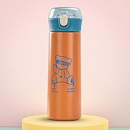 BAYBEE Dreamer Sipper Water Bottle with Straw for Kids | Leak Proof Sippy Water Bottle with Adjustable Strap | BPA Free & Non-Toxic 500ml Capacity | Drinking Sippy for School Kids Boys Girls (Orange)-image-70