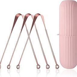 Style Keepers 3Pcs Ayurvedic Copper Tongue Cleaner for Kids & Adults Easy to Use With Travel Capsule Plastic Tooth Brush Paste Holder Flexible Design for Health, Oral Care Tool -3 Pack-48