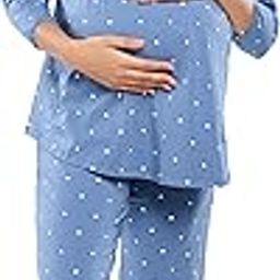 ZEYO Women's Cotton Heart Printed Maternity & Feeding Night Suit Set Of Top & Pajama Set Nursing Night Dress 5629-image-24