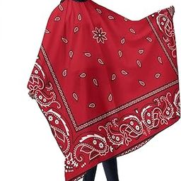 ONE TO PROMISE Bandanas Barber Cape Bandanas Paisley Black Red White Hair Cut Salon Cape,Hair Stylist Hairdresser Styling Cape,Waterproof Haircut Apron Cover up for Adults,55"X66"-image-24