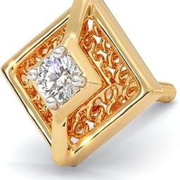 14 KT Yellow Gold Ian Diamond Ear Stud for Men for Men-image-60