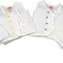 Dearchamp® Pure Organic Cotton Embroidered Newborn Baby Clothes/Jhablas/Vests (pack of 4)-image-1