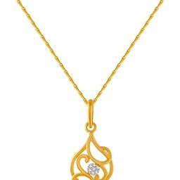 p.c. chandra jewellers 14k (585) Yellow Gold and American Diamond Pendant for Women-picture-8