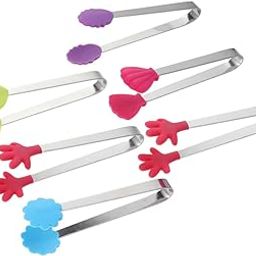 OKUMEYR Silicone-head Ice Tongs for Sugar Cubes Small Kitchen Clips Tongs Set for Party Bbq Random-image-36