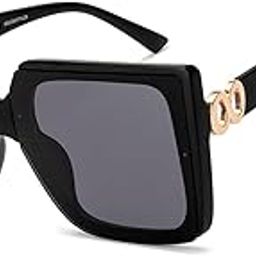 100% UV Protected | Branded and Stylish Sunglasses | Black - Grey Full Rim Square | Celeb Style | For Women | Large | VC S000605-image-82