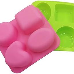 MoldBerry Silicone Soap Mold | 4 in 1 Soap Mould | Round Square Oval Heart soap Mould | Geometric Shapes Soap Mould for Soap Making, Bath Bombs, Lotion Bar, Cake, Candle, Pastry (Multicolor – PK1)-4
