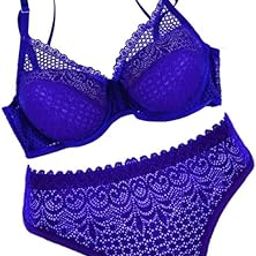 Women Padded Net Bra & Panty Bikini Lingerie for Honeymoon Bridal Underwired Lace Push-Up Bra Panty Lingeries Set-image-34