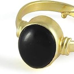 unisex-adult 5.25 Ratti Natural Black Onyx Chalcedony Adjustable Ring (Sulemani Hakik Gold Plated Gemstone by Lab Certified Top AAA+) Quality-image-16