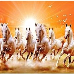 SAF 7 Running Horses Vastu UV Textured Wall Painting for Home Decoration , Office , Gym , College Wall decoration Painting 12 Inch x 18 Inch MDF1439-image-2