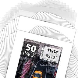MBC Mat Board Center, Pack of 50, 11x14 for 8x12 White Color Photo Picture Mats, Backing Boards, Clear Bags - Acid Free, 4-ply Thickness - for Pictures, Photos, Framing-image-37