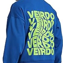 Cotton Polly Fleece Oversized Fit Blue Graphic Sweatshirt for Men-image-56