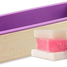 Undy Silicone Soap Mould for Soap Making with Wooden Box, Soap Loaf Mold for Handmade Soap Making, Multipurpose Rectangle Mould for Soap Resin Candles Capacity : Upto 1.2 Kg, Multicolour (1 Set)-1