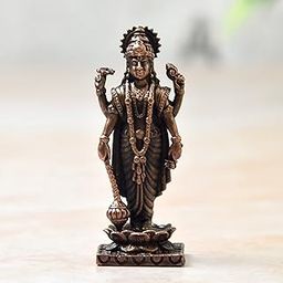 Copper Idols India - By Bhimonee Decor | Handmade Copper Vishnu Idol | 2.5 Inch | 50g | Patina Antique Finish | Hindu God Murti for Pooja, Temple, Spiritual & Home Décor | 1 Pc-image-21