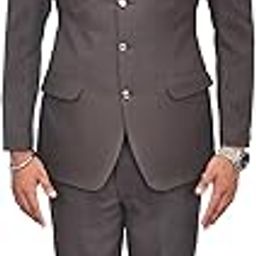 Men's 2Pcs Ethnic Contemporary Wedding Bandhgala Jodhpuri Prince Suit Set(Brown)-picture-41