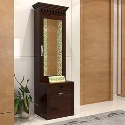 Sheesham Wood Dressing Table with 1 Drawer and 1 Cushioned Stool for Living Room Bedroom Wooden Vanities for Home Solid Wood Bedroom Furniture (Walnut Finish)-image-43