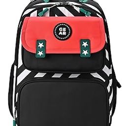 Play Block 3 Compartment Backpack 17"/31L Medium Water Resistant School Bag/Casual 3 Compartment Backpack/Daypack/Kids Bag for Boys/Girls (Pink-Black)-image-72