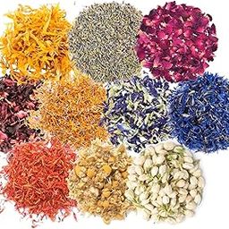 A D Food & Herbs Combo of Dried Jasmine, Safflower, Lavender, Butterfly Pea, Marigold, Rose, Hibiscus, Blue Cornflower, Chamomile, Calendula Flowers Each of (20 GMS)-image-55