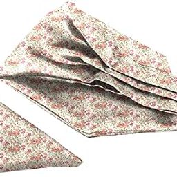 Beige Floral Printed Satin Neckwear Ascot and Matching Pocket Square Set for Men-picture-12