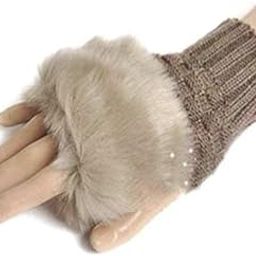 Exuberance Faux Rabbit Fur Mittens Women Gloves knitted Arm Fingerless Warmer Winter Knitted Gloves-image-23