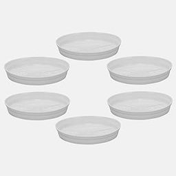 YUCCABE ITALIA SHERA 7.5 INCH Round Planter Plate Pack of 6 Saucer for Indoor Outdoor Plants Durable Plastic Tray Set Perfect Plant Pot Under Plates for Preventing Overwatering (White)-image-52