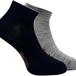 Women's Woolen Ankle Length Socks (Pack of 2) Light Grey Melange, Black-image-32