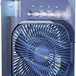 𝟏𝟓 𝐘𝐞𝐚𝐫𝐬 𝐖𝐚𝐫𝐫𝐚𝐧𝐭𝐲 Portable Air Conditioner Fan, Mini Evaporative Cooler with 7-Color LED Light, Timer, 3-Speed Wind & Spray Modes for Desk or Office,Blue_Multicolor-image-36