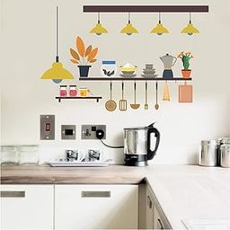 Sticker Studio PVC Vinyl Kitchen Utensils Wall Sticker Decal for Living Room - Multicolor, 58 CM X 38 CM | Easy to Apply, Removable, Waterproof-image-27