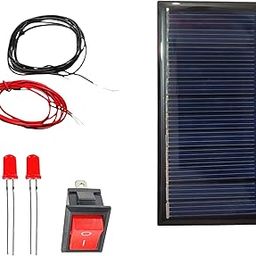 UNIVERSAL HUB Combo of 80x40mm Rectangular Solar Panel with 2pcs Multicolor LEDs, 1pcs 2pin Switch, 1meter red 1 Meter Black Wire.-image-35