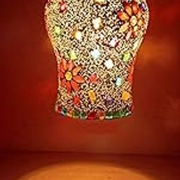 FLOSTON Glass Decorated Hanging Light (38 x 18 x 27 cm, Multicolor, Bulb not Included)-picture-19