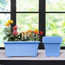 Kuber Industries Marble Jupitar Flower Pot for Home & Gardening|Pack of 5|Sky Blue-image-48