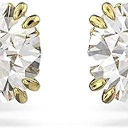 Womens Stilla Stud Earrings, Round Cut, White, Gold-Tone Plated-8