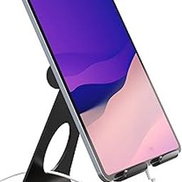 ELV Direct Tablet Stand Aluminium Adjustable Foldable Cell Phone Holder Mount Multi-Angle Dock, Aluminium Alloy, Anti-Slip Pads for Home, Office Desk, Study and Bed (4"-13") - (Black) Tabletop-picture-11