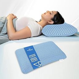 Ergonomic Memory Foam Pillow for Neck Pain | 2 Years Warranty | 21 x 14 x 4.5 Inch | Orthopedic Pillow for Side Sleeping | Removable Washable Jacquard Blue Cover | Pack of 1-23