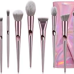 COSLUXE Makeup Brushes 10 Piece Makeup Brushes Premium Synthetic Eyeshadow, Contour, Highlight, Foundation, Professional Makeup Brush Set with Cosmetic Bag for Women - Pink-image-31