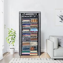 PHILOSHOP 9 Layer Metal Grey Space-Saver Collapsible Wardrobe: Maximize Your Space with Style-image-77