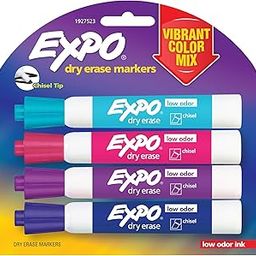 EXPO 1927523 Low-Odor Dry Erase Markers, Chisel Tip, Vibrant Colors, 4-Count-image-86