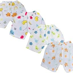 Tiny Moon Muslin Shorts | Summer Wear Unisex Shorts for Babies | Elastic Regular Fit | 0 to 6 Months | Assorted Pack (in, Age, 3, 6 Months, 4, White)-8