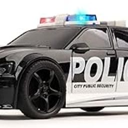 PLUSPOINT Kid Police Car Friction Powered 1:20 Scale With Lights Sirens And Sounds Rescue Emergency City Cop Vehicle Push And Go Pursuit Swat Toy Pretend Play Great Gift For Boys Girls-0