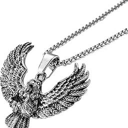 Oxidised Silver Eagle Catch European Trending Style Pendant Chain for Men-image-98