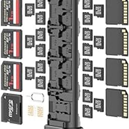 BUDI Pop-up Design 30 Slots Memory Card Case Crush & Shockproof Wallet for 27 Micro SD SDXC SDHC TF Cards and 6 Cards/Micro SDHC/Micro Holder Organizer,Case Storage-24