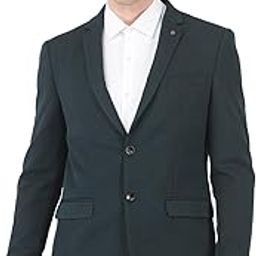 Men Knitted Dobby Print Dark Green Blazer-image-56