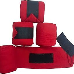 Breathable Red Colour Comfortable Horse Leg Bandage Wraps – Portable and Supportive for Swelling and Ankle Sprains (Pack of 4).-image-9