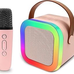ARTEKNIX Bluetooth Karaoke Speaker with Wireless Microphone for Kids and Adults Mini Portable Music System with LED Lights Rechargeable Battery for Birthday Gift Home KTV Outdoor Travel-image-55